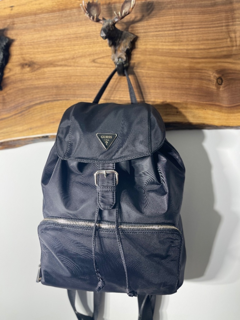 Guess Black Logo Backpack -Used once